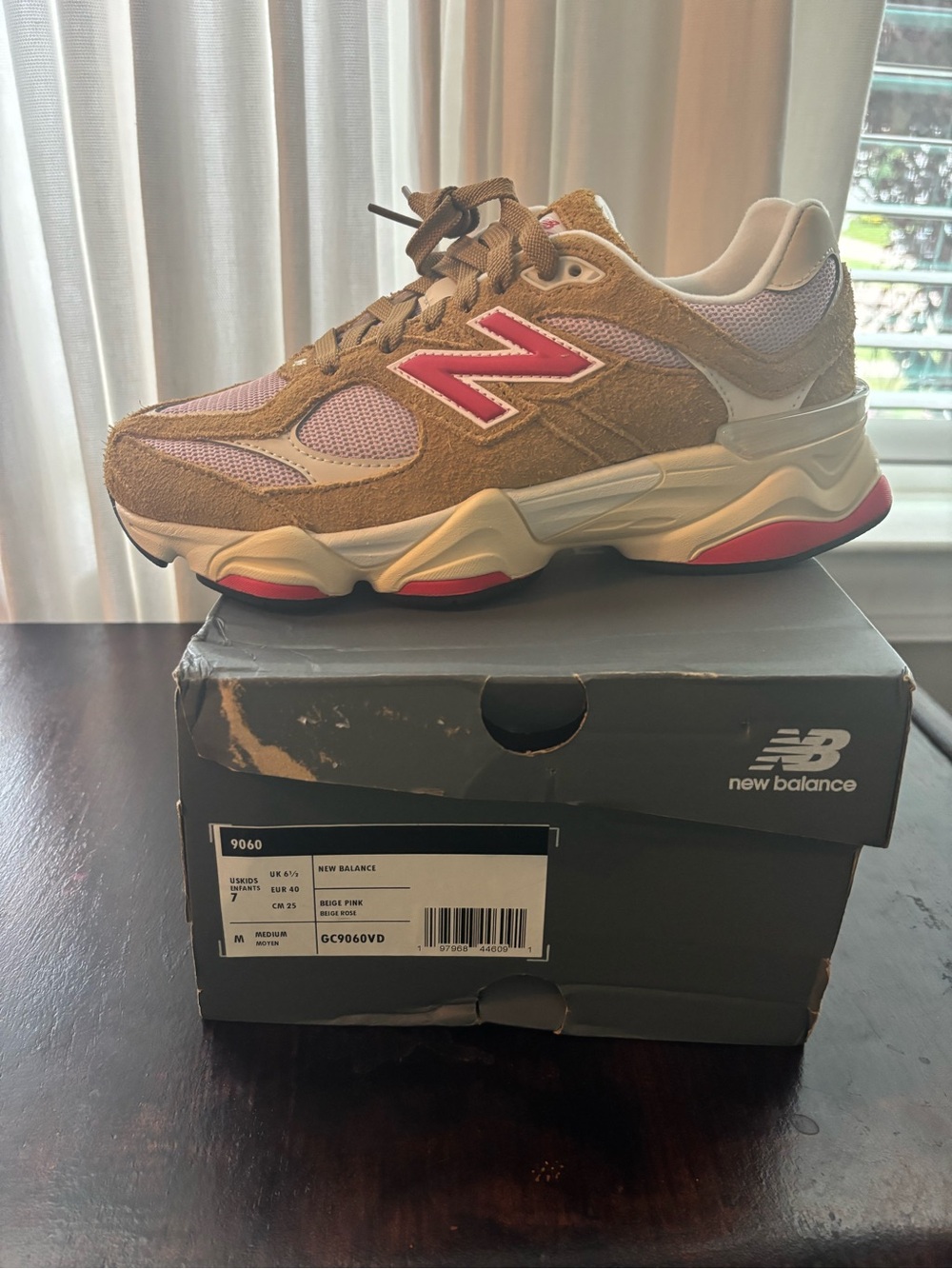 New Balance womens Beige and Pink 9060-Inspired Sneakers